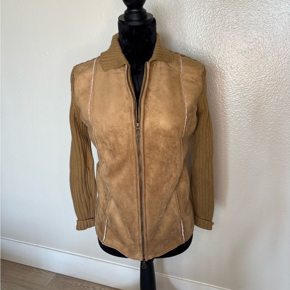 NWOT By Design Sport Suede & Sweater Tan Women's Jacket Size S/C
